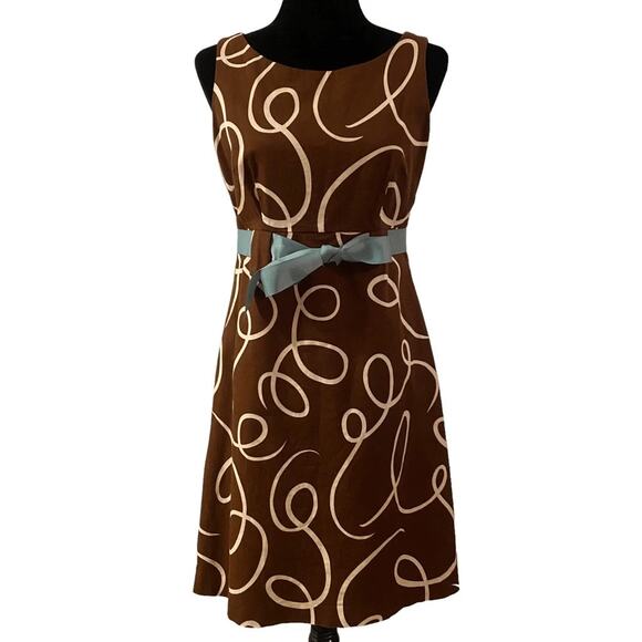 Jessica Howard Brown and Cream Sleeveless Dress Party Gift Knee 80s - Picture 1 of 4